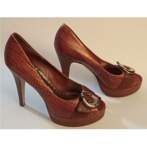 BCBGirls BG - Brown Peep Toe Stiletto High Heels Size 8.5 B